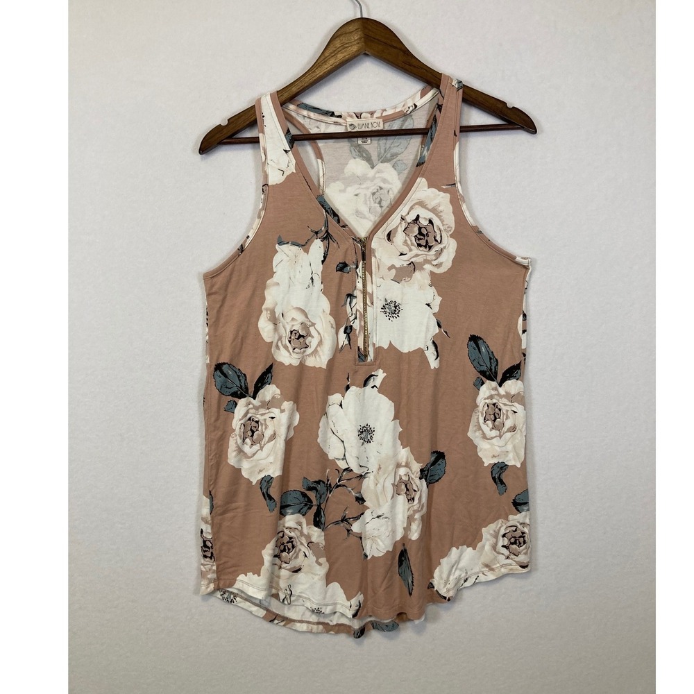 Eliane Rose Floral Tank Top Womens‎ Medium Pink Rose Quarter Zip Racerback